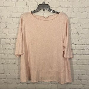 Pure Jill J Jill Womens Shirt 2X Pink Round Neck Short Sleeve Stretch